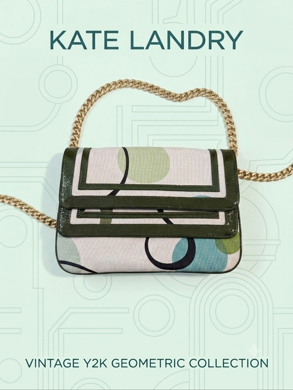 Vintage NWOT Y2K Kate Landry Geometric Print Shoulder Bag​